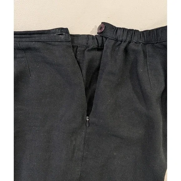 Stonebridge Linen Blend Cropped Pants Women P Petite Black Business Casual Beach - Picture 3 of 8